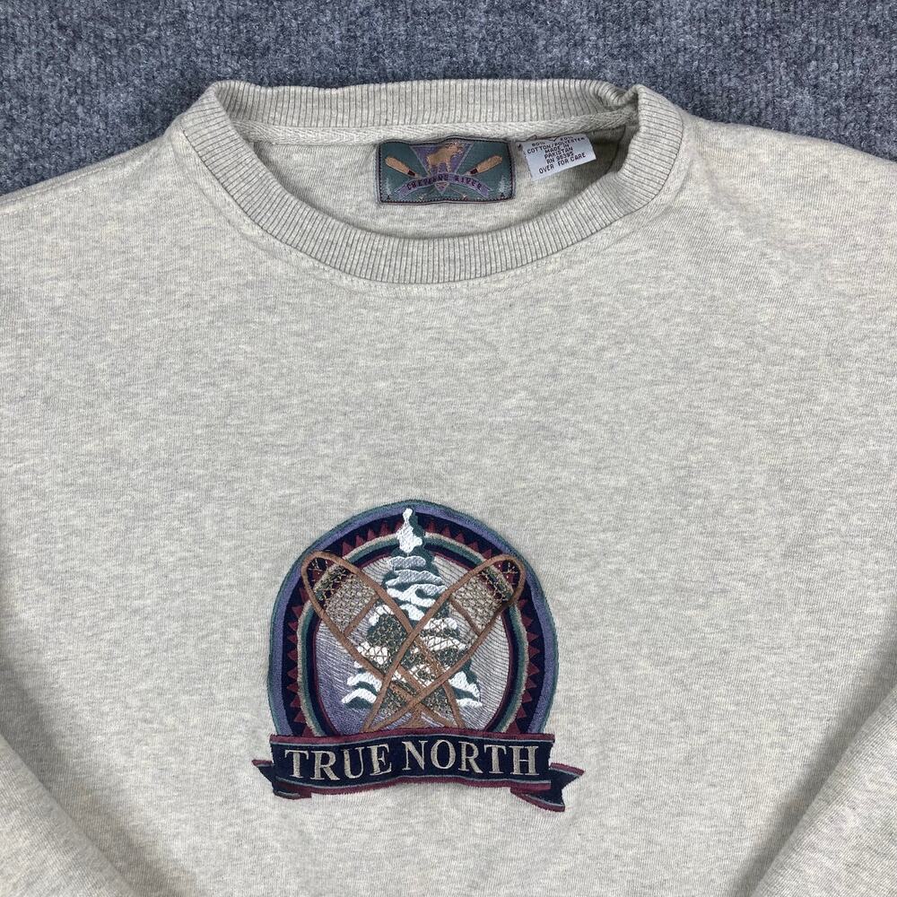 Chevenne River Sweatshirt Mens‎ L Gray True North Embroidered Outdoors Hiking